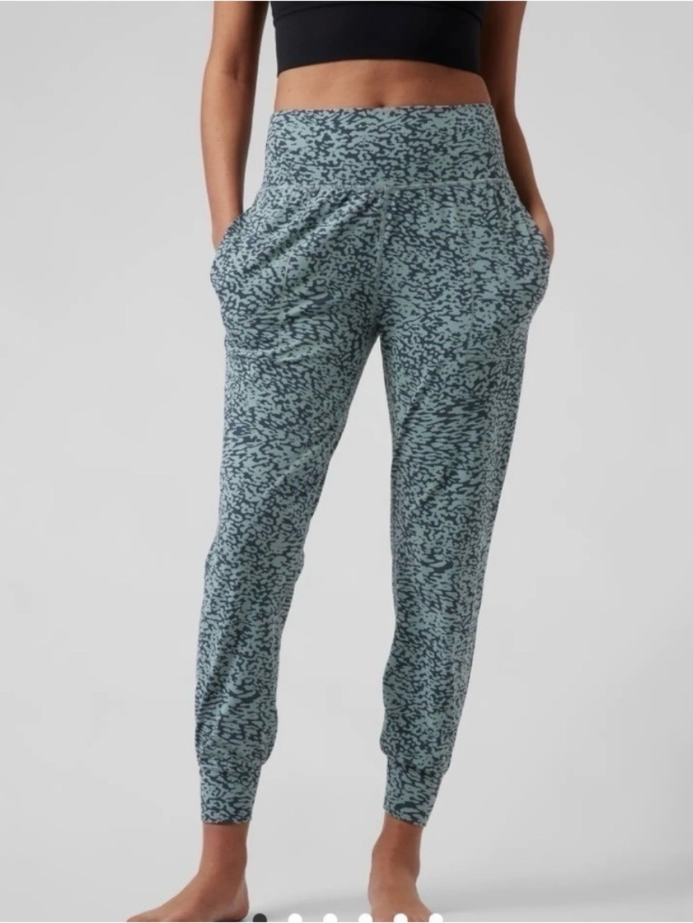 Athleta Salutation Jogger Light Blue Leopard Patterned Lounge Joggers Medium